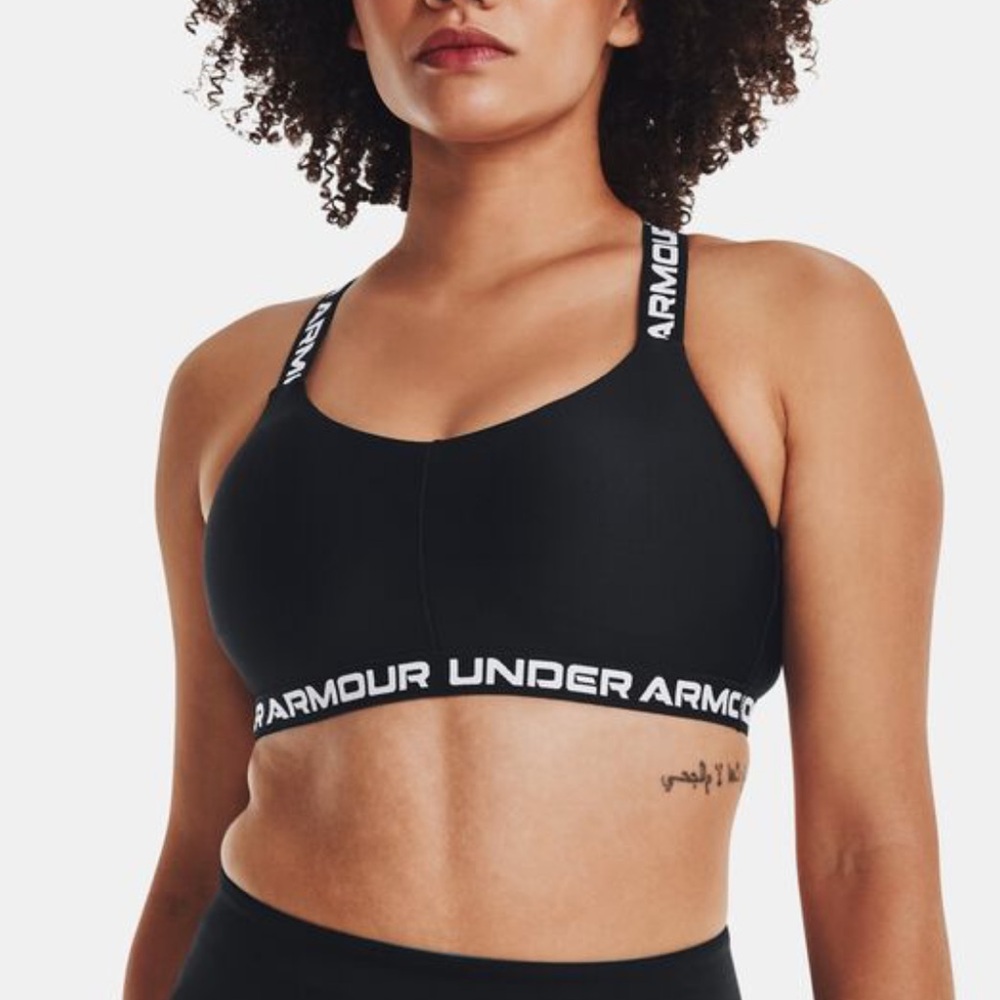 Under Armour Crossback Strappy Low Sports Bra, Black, Large, style number 137089